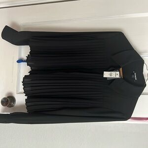 Express black pleated front crop blouse -sz s